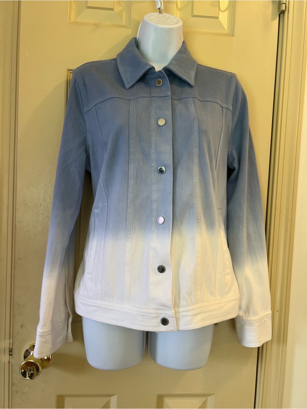 Isaac Mizrahi Blue-to-White Ombre Jean Jacket denim